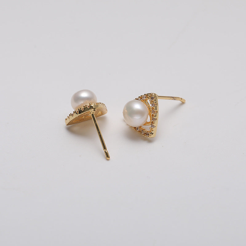 Genuine Freshwater Pearl Solid 925 Silver Trié Earrings
