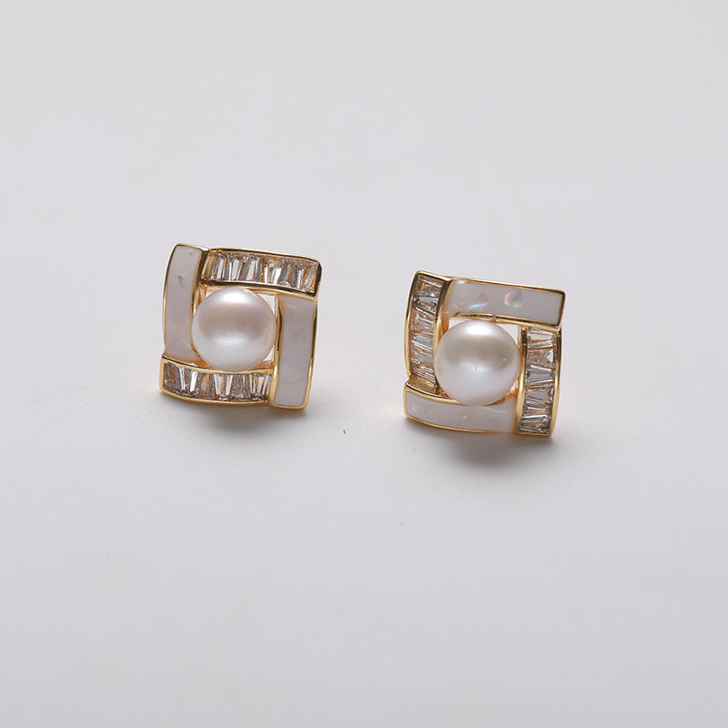 Genuine Freshwater Pearl Solid 925 Silver Allure Earrings