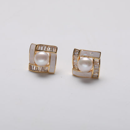Genuine Freshwater Pearl Solid 925 Silver Allure Earrings
