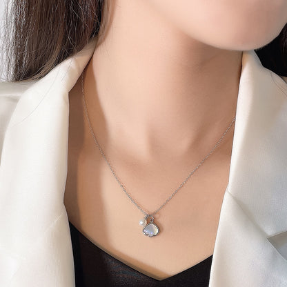 Genuine Baroque Pearl Solid S925 Silver Shell's Love Necklace