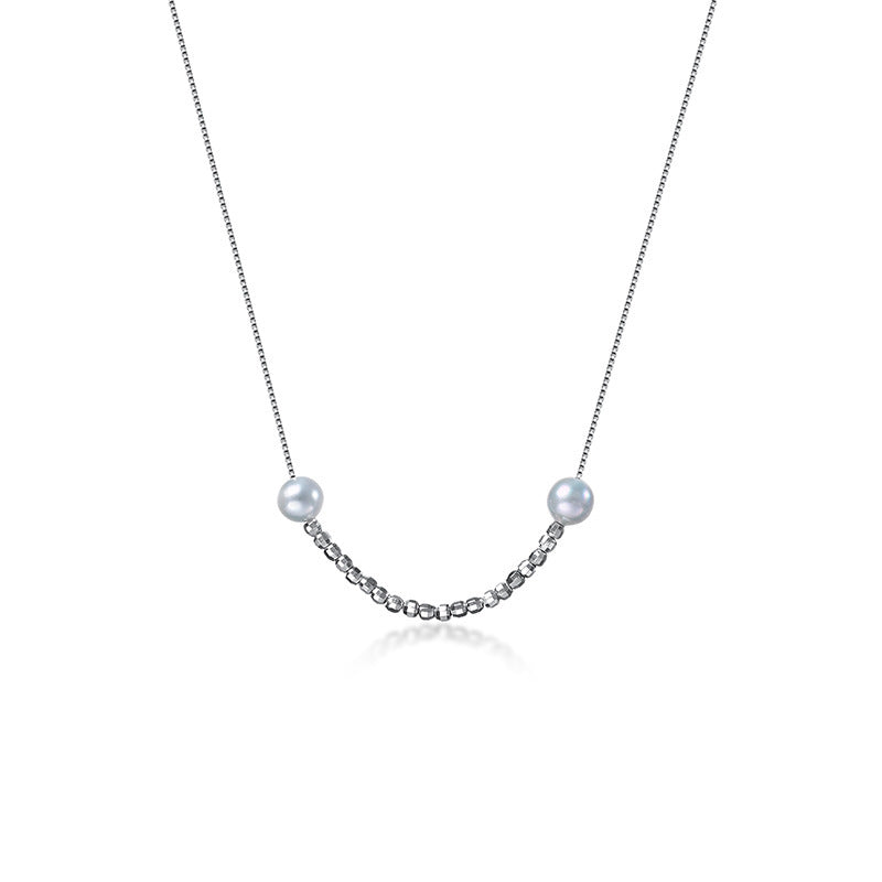 Genuine Akoya Seawater Pearl Solid 925 Silver Necklace – Smile Chain Design