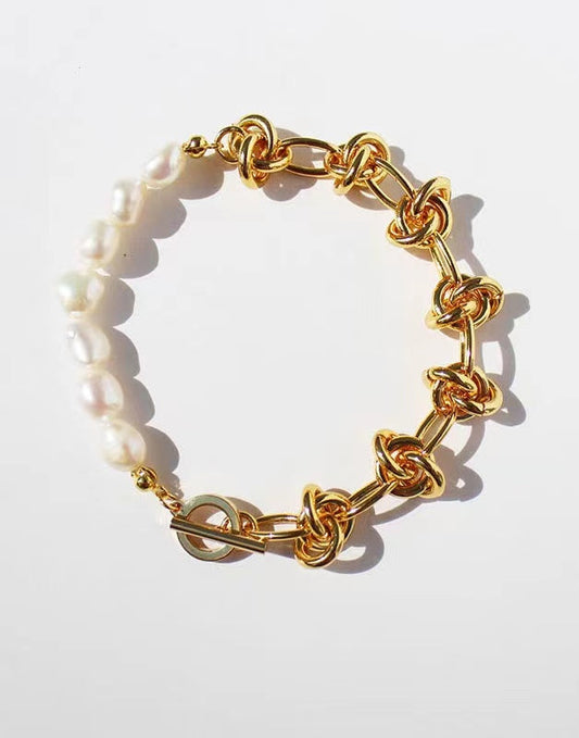 Bracelet nœud en véritable perle d'eau douce