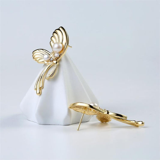 Boucles d'oreilles Happy Butterfly en perles d'eau douce véritables