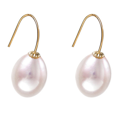 Boucles d'oreilles flottantes en or massif 18 carats avec véritables perles d'eau douce