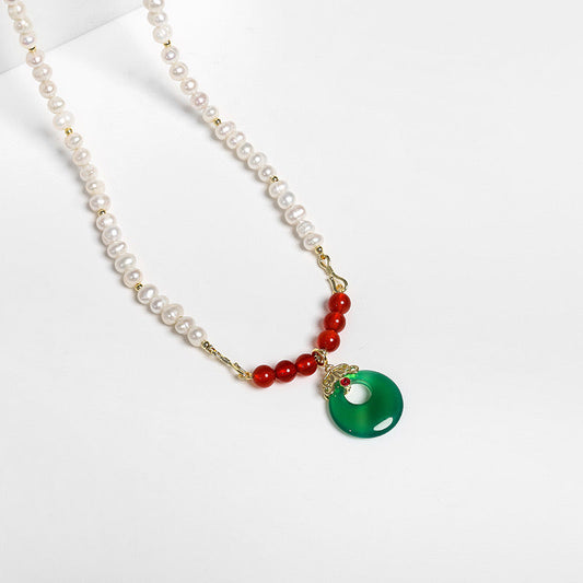 Collier en jade et perles d'eau douce véritables
