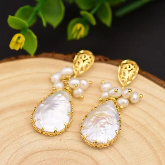 Boucles d'oreilles tulipes en perles baroques d'eau douce véritables (édition limitée)