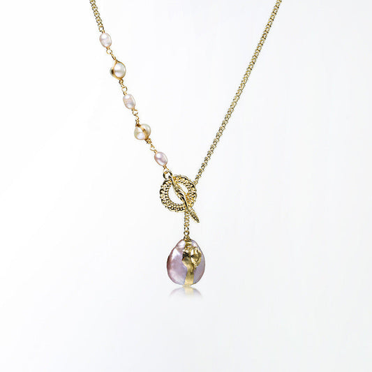 Collier croix d'amour en perles d'eau douce véritables
