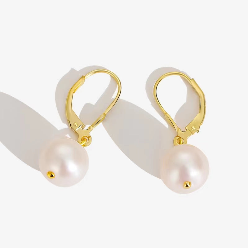 Pendientes de linterna de plata maciza S925 con auténtica perla barroca