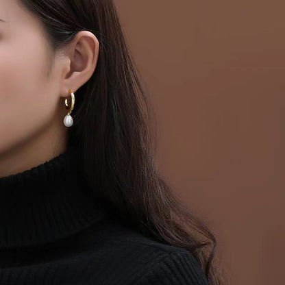 Genuine Baroque Pearl S925 Silver Bird Bone Earrings