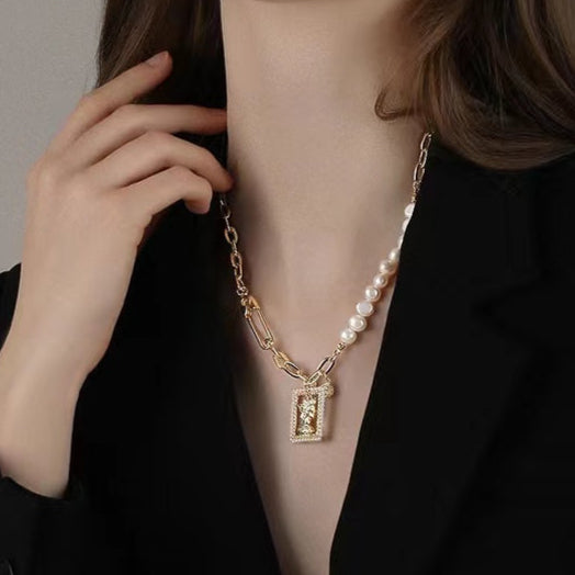 Collar de perlas barrocas auténticas de agua dulce de la reina