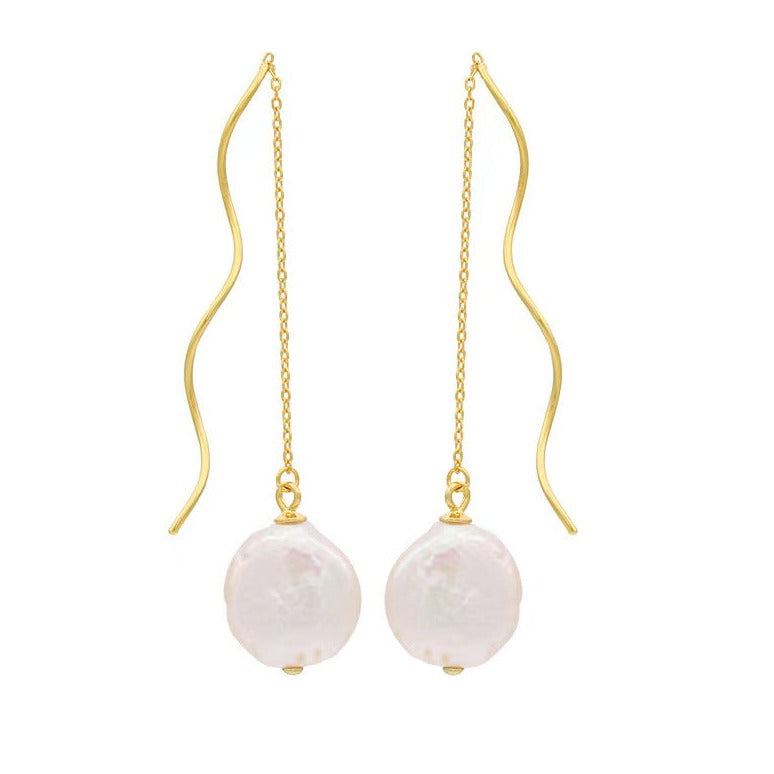 Boucles d'oreilles en argent massif S925 avec perles baroques authentiques et orgue grec
