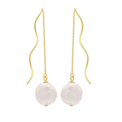 Genuine Baroque Pearl S925 Silver Greek Organ Earrings