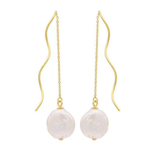 Boucles d'oreilles en argent massif S925 avec perles baroques authentiques et orgue grec