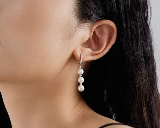 Boucles d'oreilles Nova en véritables perles d'eau douce