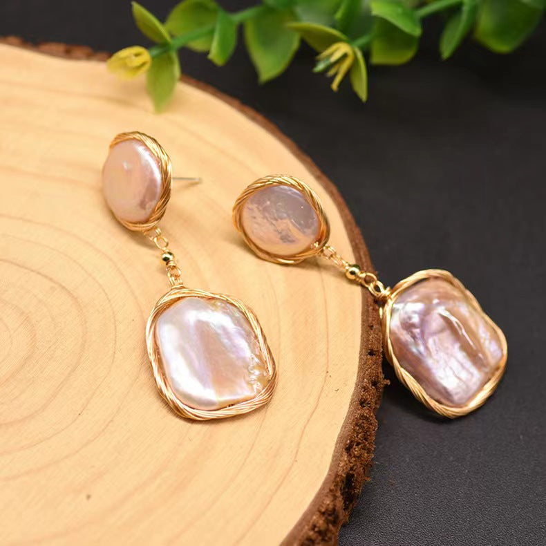 Genuine Freshwater Baroque Pearl Long Island Earrings (Limited Edition)
