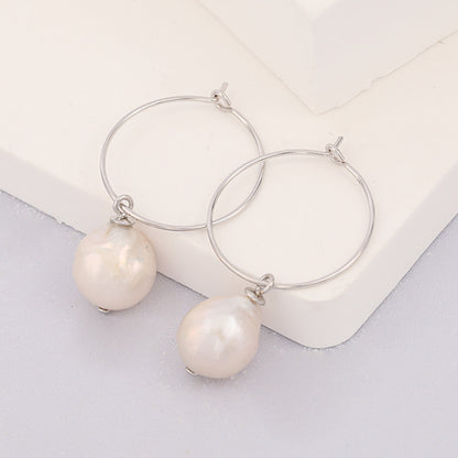 Genuine Baroque Pearl S925 Silver Sun Halo Earrings