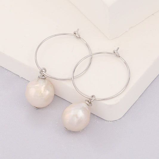 Genuine Baroque Pearl S925 Silver Sun Halo Earrings