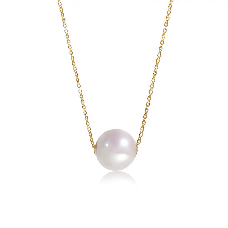 Solid 18K Gold Genuine Freshwater 7-8mm Pearl Colorful Bubble Necklace
