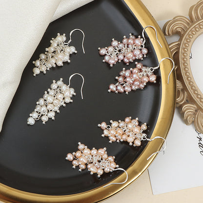 Boucles d'oreilles raisin en perles baroques d'eau douce véritables