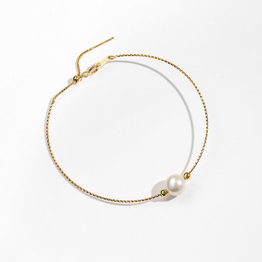 S925 Silver Minimalist Genuine Freshwater Pearl Bangle
