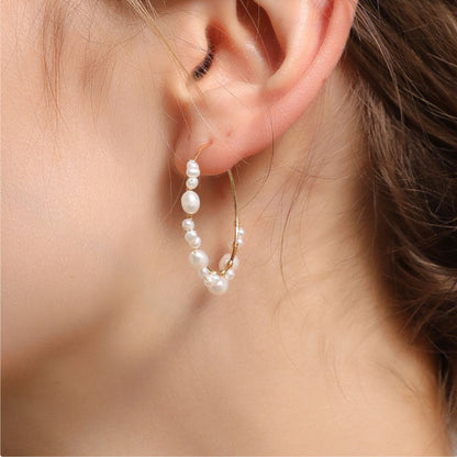 Boucles d'oreilles halo en perles baroques d'eau douce véritables