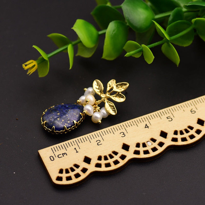 Genuine Freshwater Baroque Pearl & Lapis Lazuli Earrings (Limited Edition)