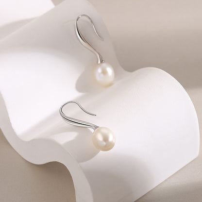 Boucles d'oreilles œil de mer en argent massif S925 avec véritable perle d'eau douce