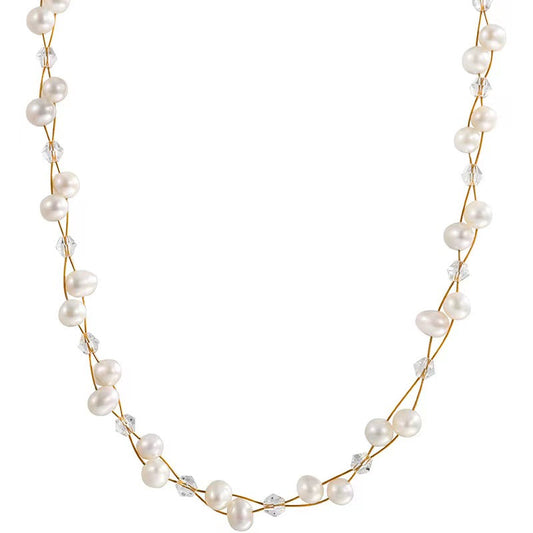 Collar de perlas de agua dulce genuinas de Marlais