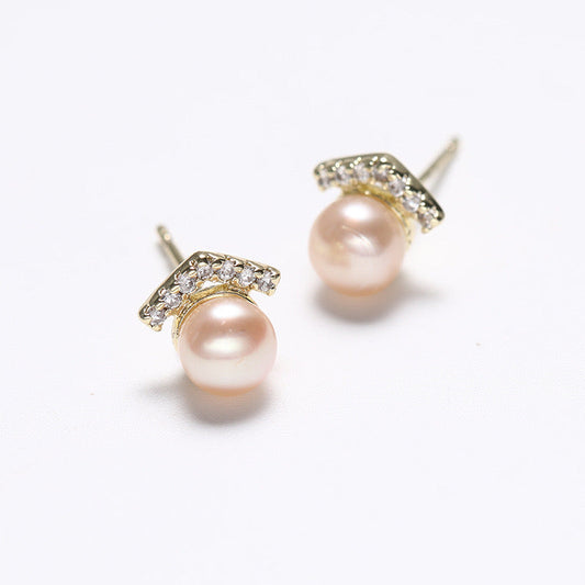 Boucles d'oreilles Smile en argent massif S925 avec perles d'eau douce véritables