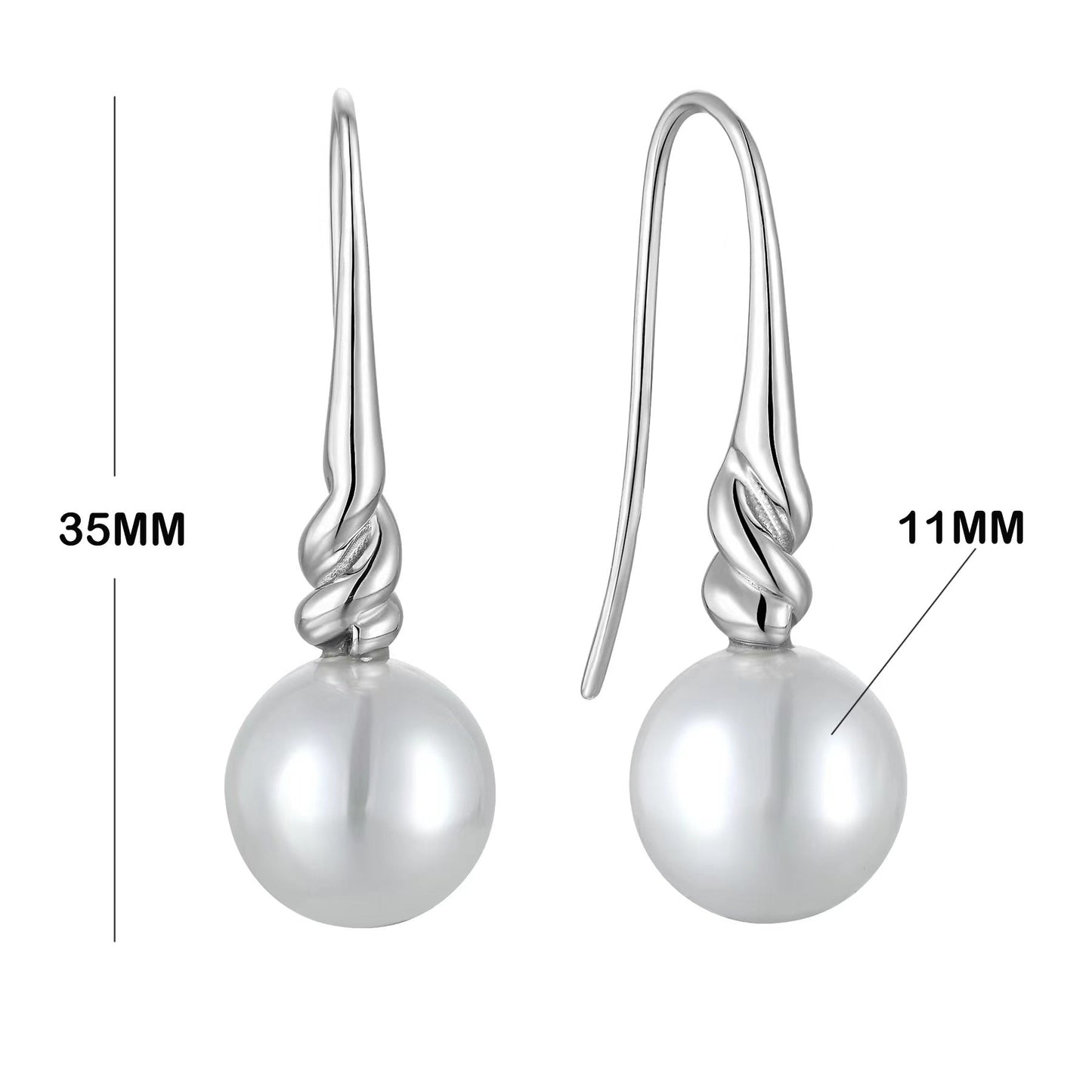 Boucles d'oreilles torsadées en argent et véritables perles d'eau douce