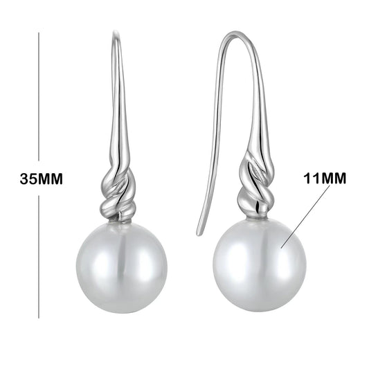 Boucles d'oreilles torsadées en argent et véritables perles d'eau douce