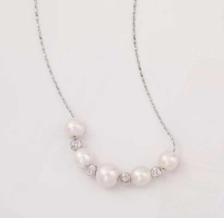 Collar del destino de plata maciza S925 con auténtica perla de agua dulce