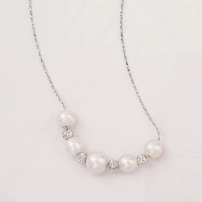 Collar del destino de plata maciza S925 con auténtica perla de agua dulce