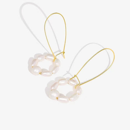 Genuine Freshwater Pearl S925 Silver Swaying Lily Earrings