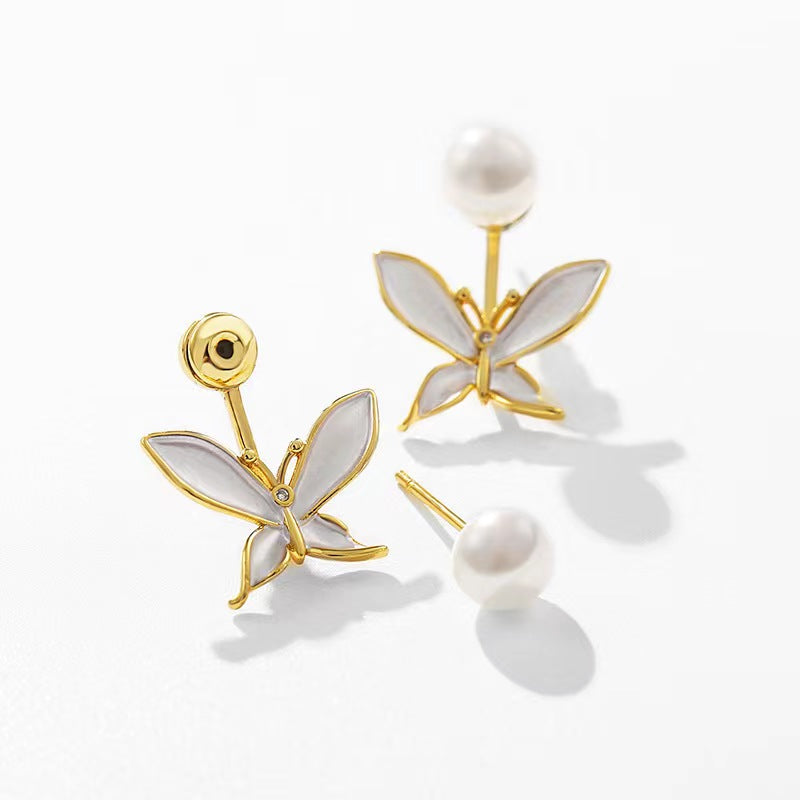 Genuine Freshwater Pearl Pansies Earrings