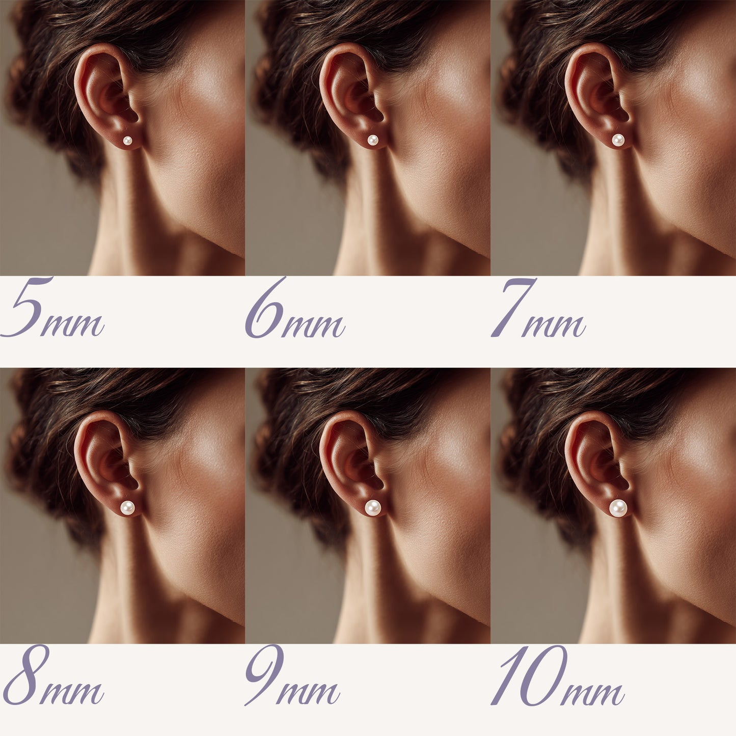 5-10mm White Akoya Round Pearl Stud Earrings