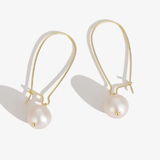 Boucles d'oreilles Afterglow en argent massif S925 avec véritable perle d'eau douce