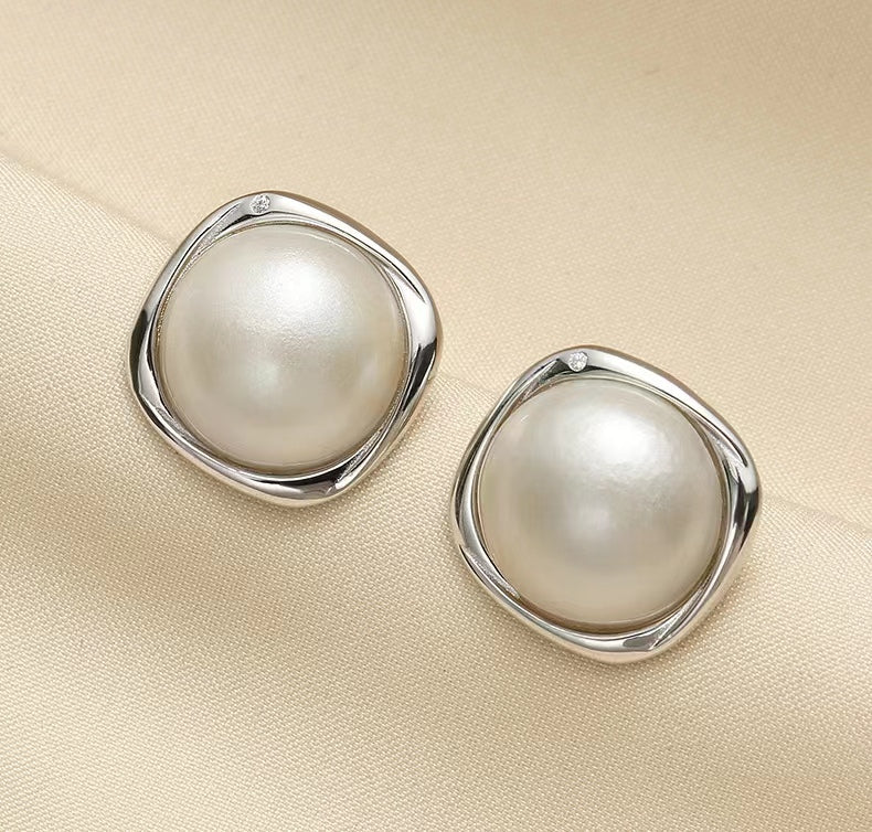 Boucles d'oreilles Eladah en véritable perle Mabe