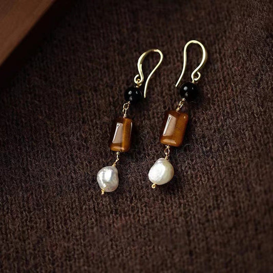 Boucles d'oreilles cubiques en véritable eau douce