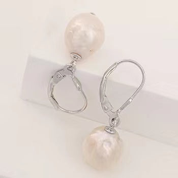 Pendientes de linterna de plata maciza S925 con auténtica perla barroca