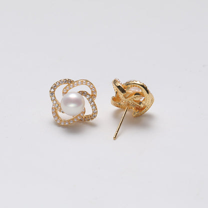 Boucles d'oreilles Greta en argent massif S925 et véritables perles d'eau douce