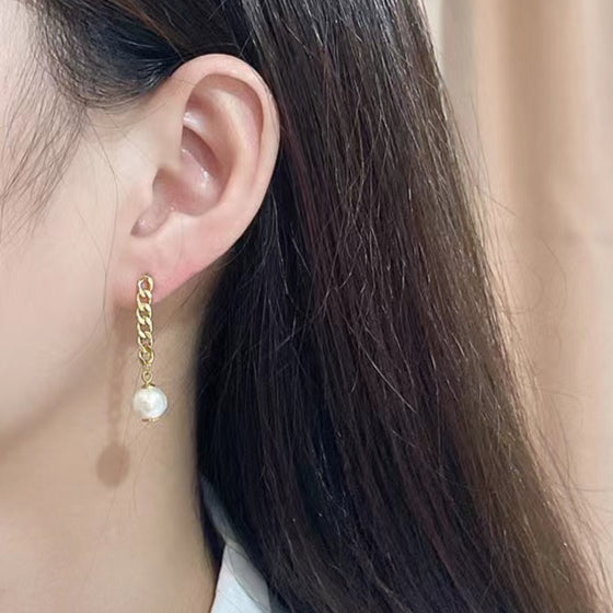 Boucles d'oreilles en argent massif S925 avec véritable perle baroque