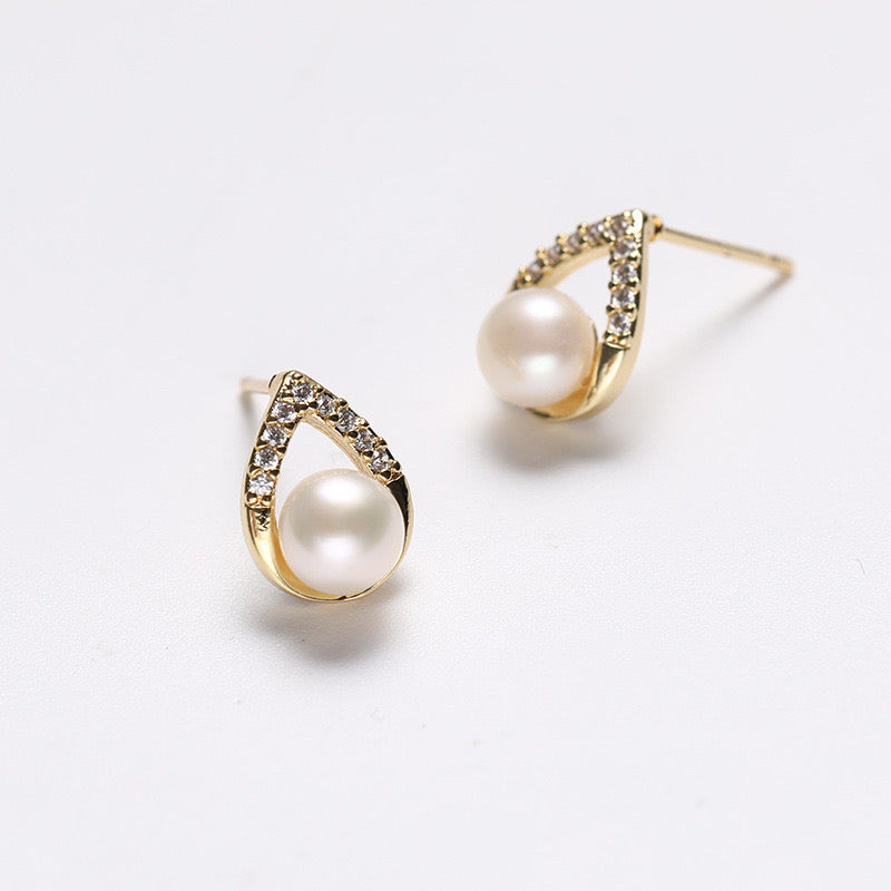Boucles d'oreilles Ocean Swing en argent massif S925 avec perles d'eau douce véritables