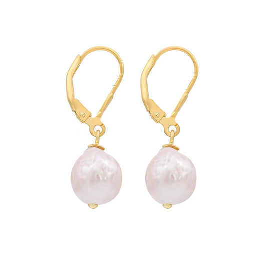 Boucles d'oreilles lanternes en argent massif S925 avec véritable perle baroque