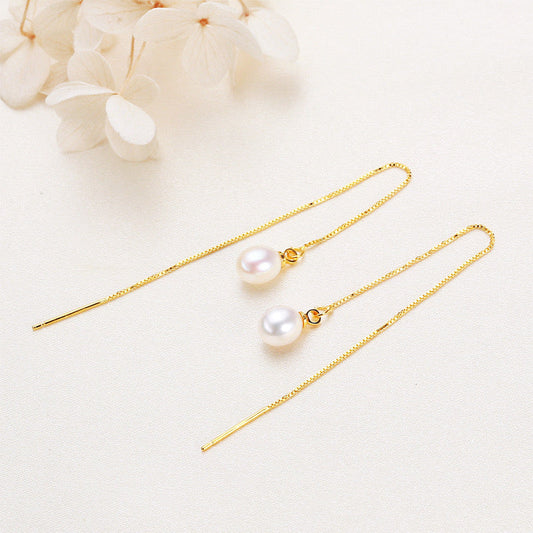 Boucles d'oreilles Judy en laiton plaqué or 18 carats et véritables perles d'eau douce