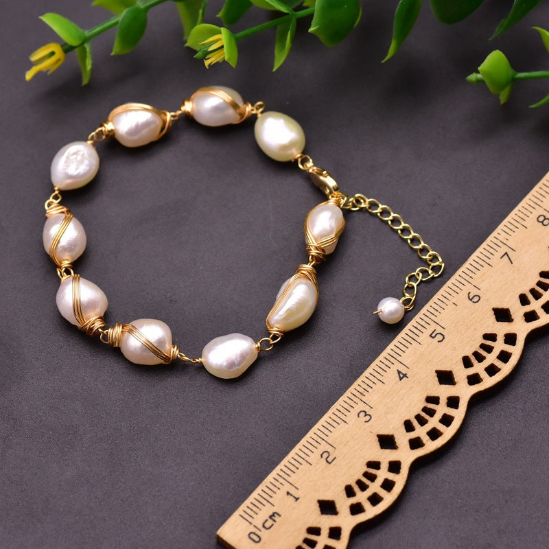 Bracelet Gaia en véritable perle d'eau douce baroque (édition limitée)