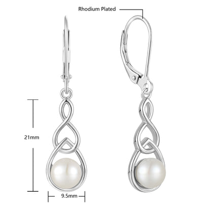 Pendientes de lágrima con perla de agua dulce genuina