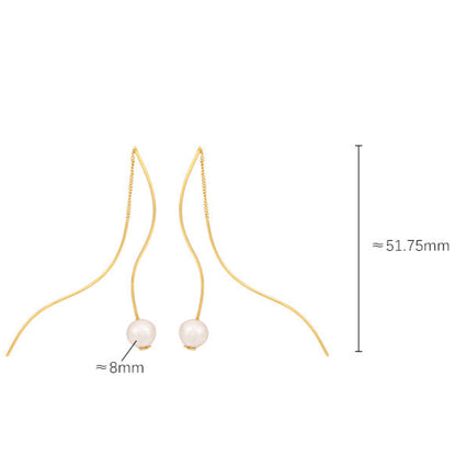 Boucles d'oreilles profilées en argent massif S925 avec véritable perle d'eau douce