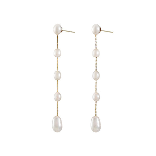 Genuine Freshwater Pearls Morning Tear Earrings
