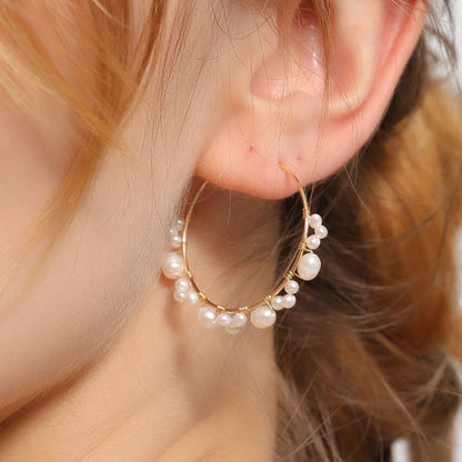 Boucles d'oreilles halo en perles baroques d'eau douce véritables